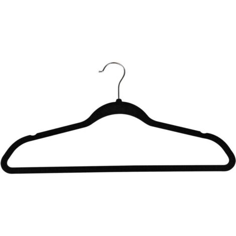 Cintres en flocage, lot de 10, noir, taille (44,5 22,5 0,5 cm). Porte - accessoires, crochet 360º, gain de place, encoche pour robe, porte - manteau antidérapant, pour tous les types d