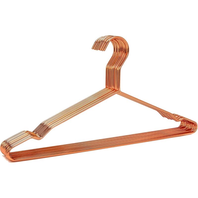 Cintres en métal cuivré Robustes de 43 cm, cintres en Or Rose, cintres pour Costumes, cintres pour Chemisier, cintres pour Pantalons (cuivre, 10