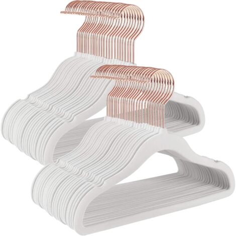 Cintres en Velours pour Enfants, Lot de 50, avec Crochets Rose Gold, antiglisse, modèle Enfant, pour Jupes, Robes, Pantalons, T-Shirts, Blanc CRF027W01 - Blanc