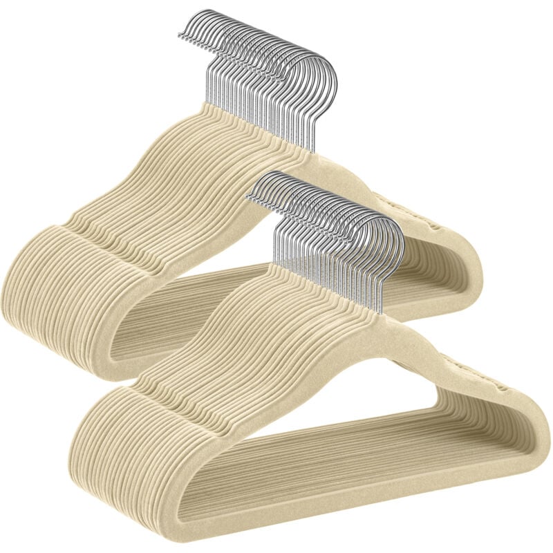 Songmics - Cintres Enfants, Lot de 50, en Velours, avec Crochets Argentés Pivotants à 360°, Cintres pour Vêtements, Gain de Place, Cintres