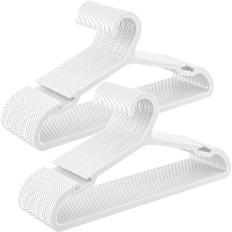 Songmics - Cintres, Lot de 50, Cintres en Plastique, avec Larges Encoches aux Épaules, Gain de Place, Longueur 41,7 cm, pour Placard, Blanc Nuage