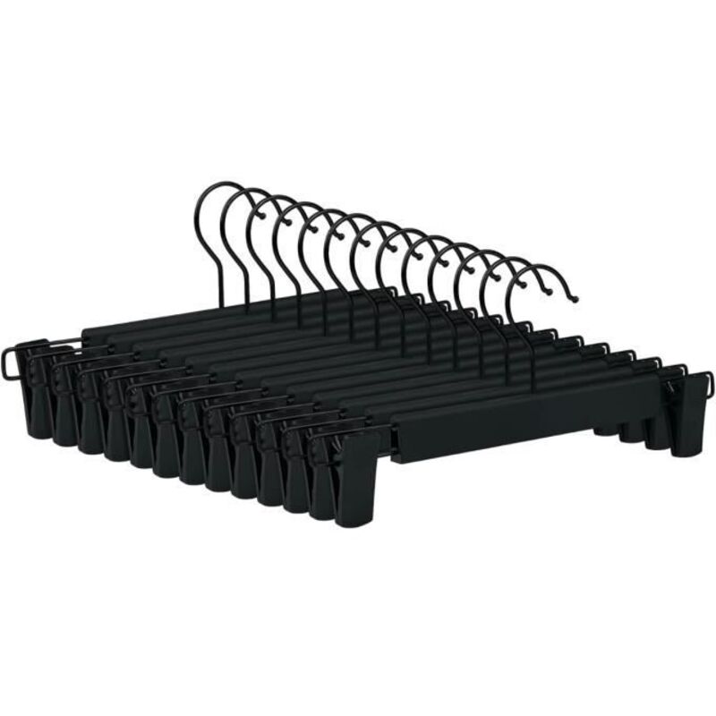 Cintres Pantalons - - 10 Cintres Antidérapants - Réglables - Noir - Plastique PP