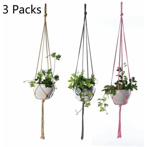 Suspension Plantes Macramé, AISIR 3pcs Pots Suspendus Plante