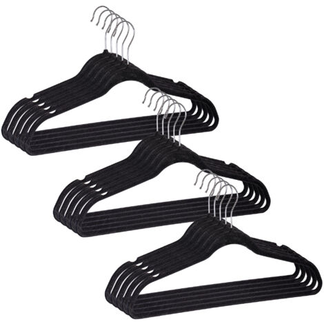 Cintres WENKO noirs en velours 15er Set antidérapants extra fins gain de place en plastique pour chemises costumes pantalons et vestes avec finition anti-glisse pour un rangement élégant et organisé