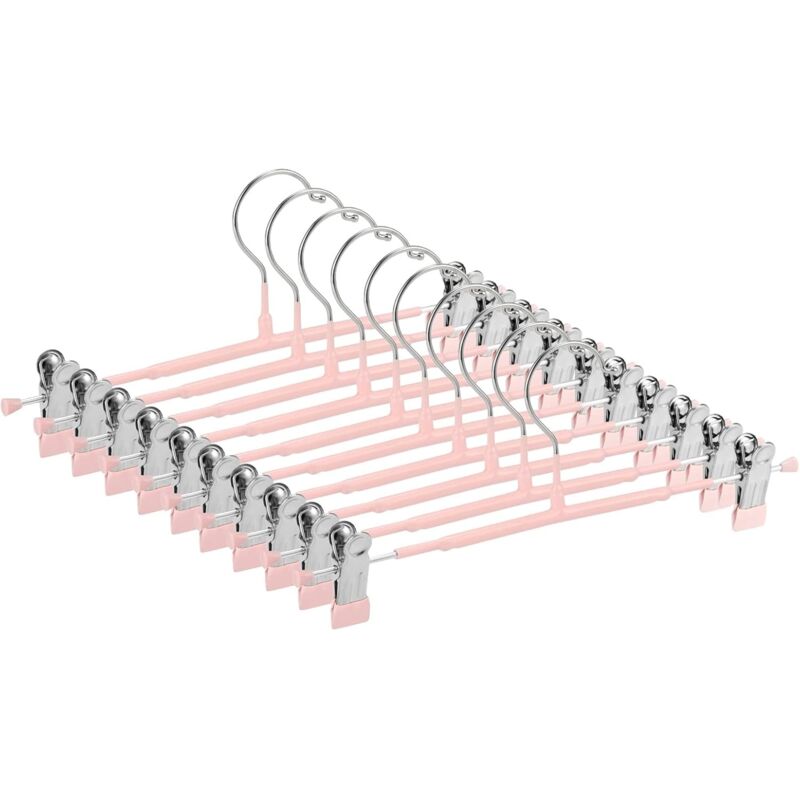 Cintres fins pour pantalons, antidérapants avec clips réglables, cintres peu encombrants pour vêtements, jupes, jeans, manteaux (rose, 10)