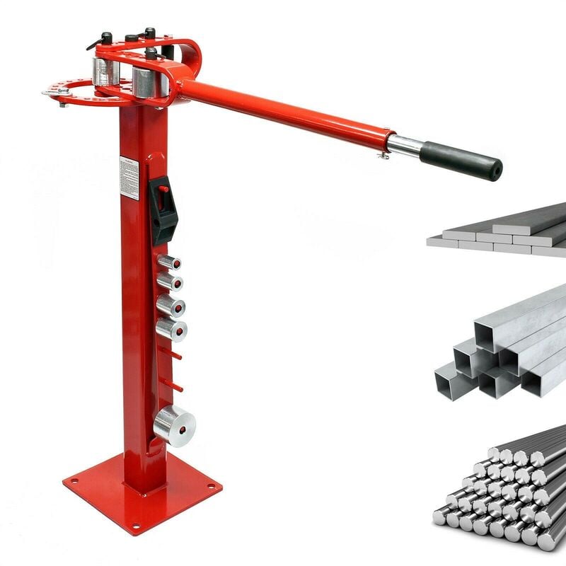 Helloshop26 - Cintreuse de tubes sur pied presse atelier cintrer manuelle carré rond plat acier plier rouge