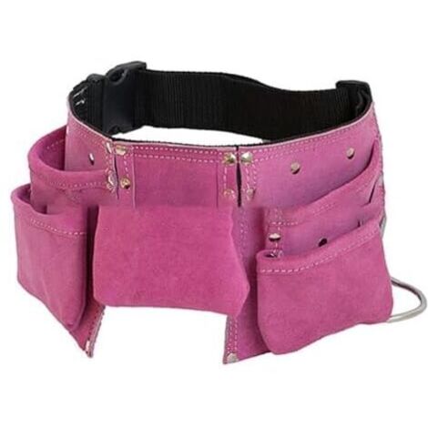 Cintura portautensili in pelle KZQ 34 x 20 cm per bambini, cintura portautensili in pelle, marsupio per attrezzi da lavoro all'aperto in pelle, articoli da giardino (rosa)