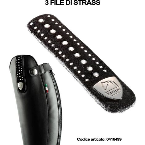 Cinturini in camoscio intercambiabili 3 FILE STRASS per stivali Tattini modello Terranova e Retriever: Taglia unica , 3 File Di Strass