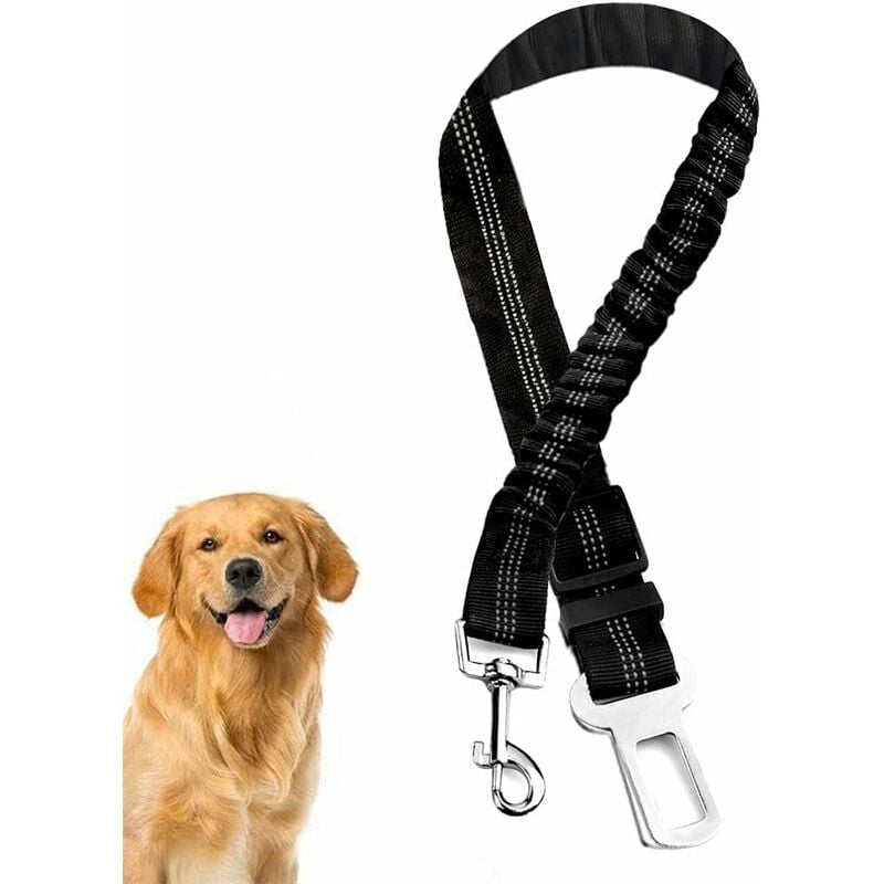 

Cinturón para perros arnés de nailon elástico para coche, correa ajustable para coche con absorción de impactos y mosquetón para perros y gatos