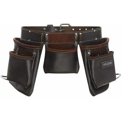 Cinturón de herramientas de cuero superior 12 bolsillos, bolsa de herramientas de electricista con cinturón de cuero ajustable para todos los tamaños, ideal para manitas, drywaller, carpintero