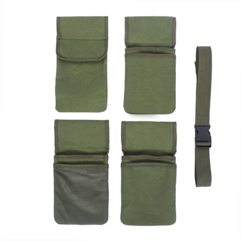 Cinturón de lona para jardín con bolsillos, bolsa de transporte y almacenamiento para herramientas de jardinería y corte, delantal de taller, arma verde