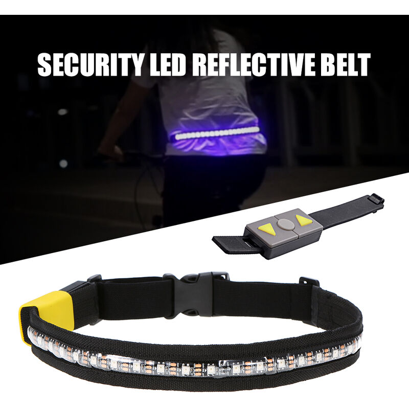 

Cinturon de seguridad reflectante LED con control remoto inalambrico de 2,4G, alta visibilidad para correr de noche, correr, escalar, ciclismo,Negro