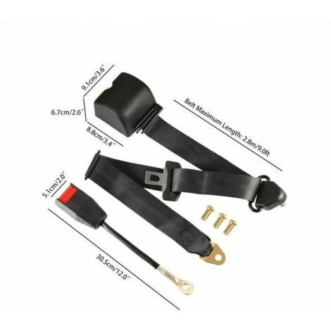 ALOVEZ Cinturón de seguridad universal ajustable de 3 puntos para coche + tornillos