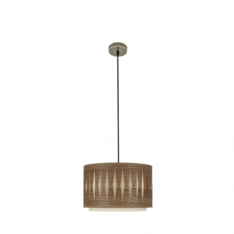 Ciondolo alexandra 1xe27 pelle/legno scuro regx30x30 cm