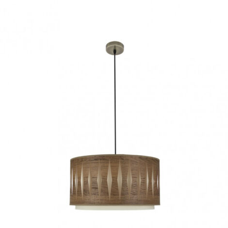 Ciondolo alexandra 1xe27 pelle/legno scuro regx40x40 cm