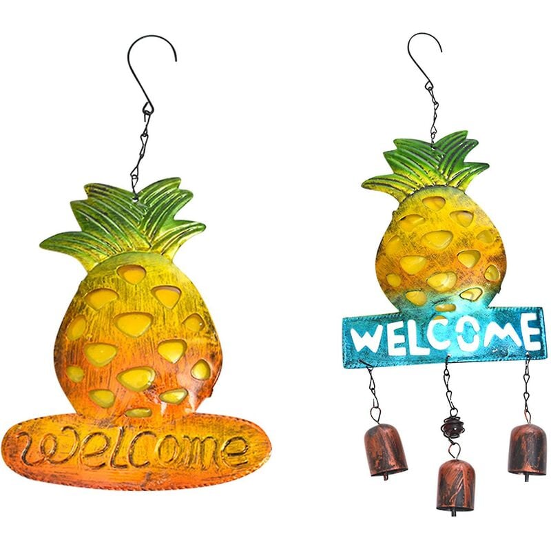 Image of Fortuneville - Ciondolo con campanello a vento di marca di benvenuto all'ananas Ciondolo solo in metallo