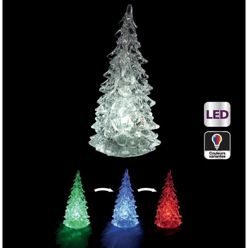 Image of Ciondolo led luce albero di natale - lampada a sospensione a forma di albero di natale led, acrilico, dimensioni l. 6 x l. 6 x h. 14 cm - Feeric