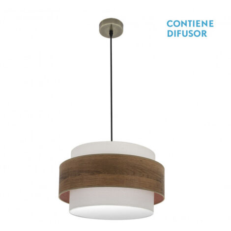 Ciondolo myriam 2xe27 pelle/legno scuro regx50x50 cm