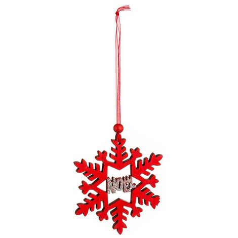 Ciondolo natalizio con fiocco di legno luccicante - Rouge / argenté - Feeric lights & christmas
