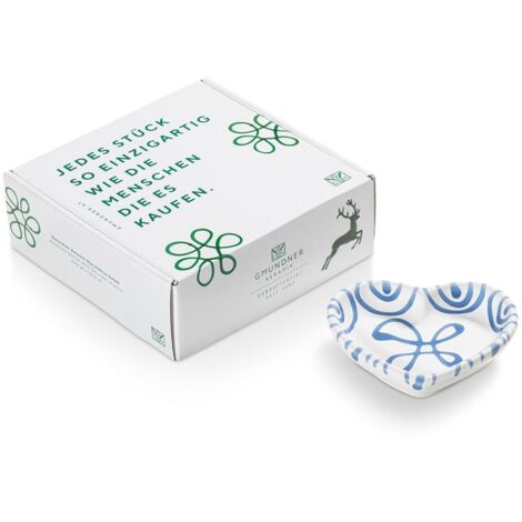 Ciotola a forma di cuore in ceramica Gmundner blu fiammata (L 10 cm)