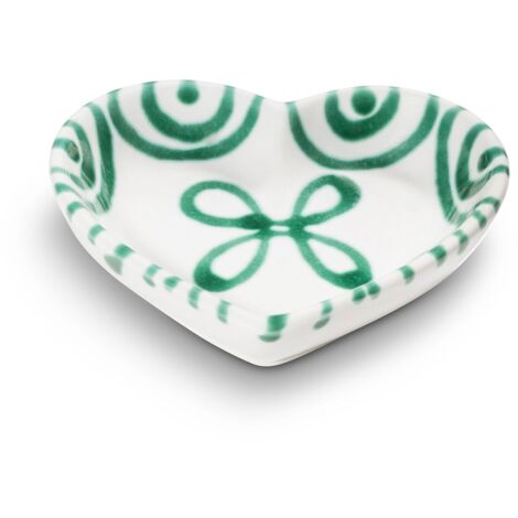 Ciotola a forma di cuore in ceramica Gmundner verde fiammata (L10cm)