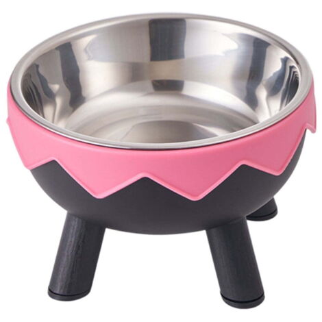 Ciotola alta per gatti, in acciaio inox con grazioso supporto, larga 14,2 cm, ideale per cibo e acqua di gatti, gattini e cuccioli - nera.