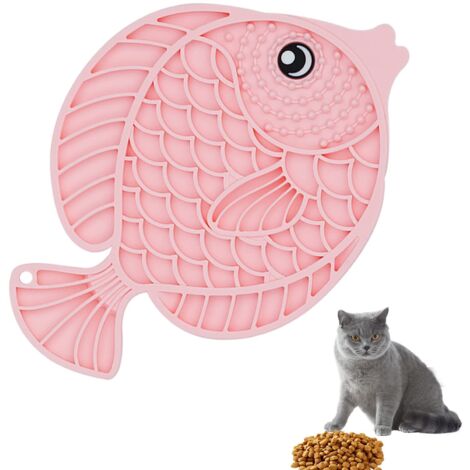 Ciotola anti-ingordigia per cani, tappetino anti-leccamento per cani con potenti ventose, ciotola in silicone anti-soffoco per cani (rosa)