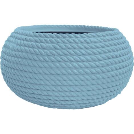 Vaso Bali In Resina Effetto Corda - Vaso Decorativo Moderno 40x32 Cm Colore Polvere Per Interni Ed Esterni - Foto 5