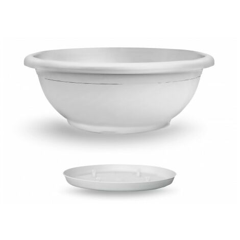 CIOTOLA DA 60 CM NAXOS CON SOTTOVASO VASO BASSO PER PIANTE VARI COLORI - Colore: Bianco