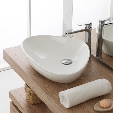 Ciotola da appoggio in ceramica 59x39 cm triangolare bianco lucido