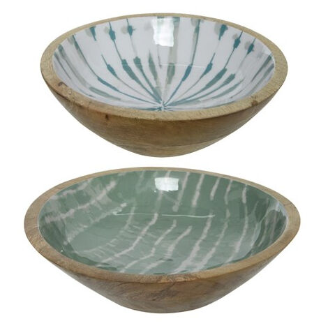 CIOTOLA DECORATIVA IN LEGNO D.25XH7CM BIANCO / AZZ
