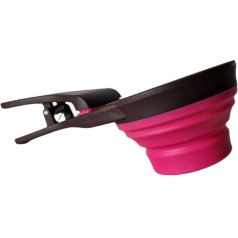 Ciotola graduata pieghevole in silicone 3 in 1 con clip per borsa, ideale per conservare cibo per cani e gatti, acqua e snack (rosa)