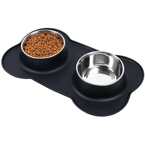 Ciotola in acciaio inox con base in silicone antiscivolo per cani e gatti di piccola taglia. Ideale per cibo e acqua  Offerta esclusiva