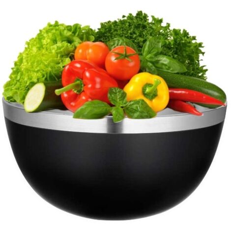 Ciotola in acciaio inox, insalatiera alta per frutta e verdura, TILLY, nero opaco, 23 cm, 4 litri, 4000 ml