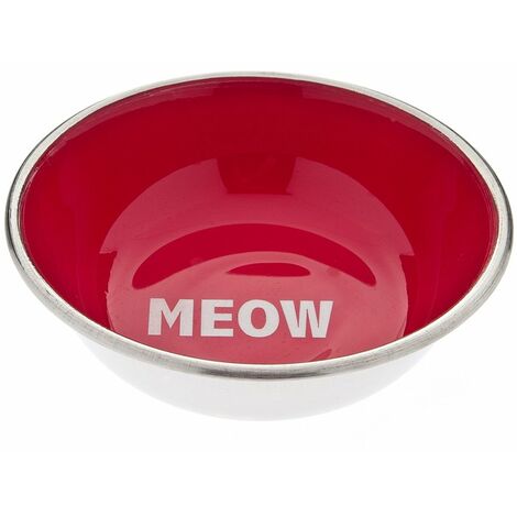 Ciotola in acciaio inox laccata internamente modello Meow per gatti - Rosso