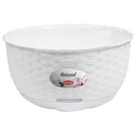 CIOTOLA NATURAL BIANCA CON RISERVA D'ACQUA Ø CM.30- - cm. 30x14.5h. - lt.5.9 - 4 pezzi STEFANPLAST