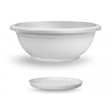 Ciotola Naxos con Sottovaso ad Incastro  Bianco - 30 cm