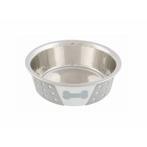 Ciotola per animali domestici Trixie Bianco Grigio Silicone Acciaio inossidabile 400 ml 0,4 l