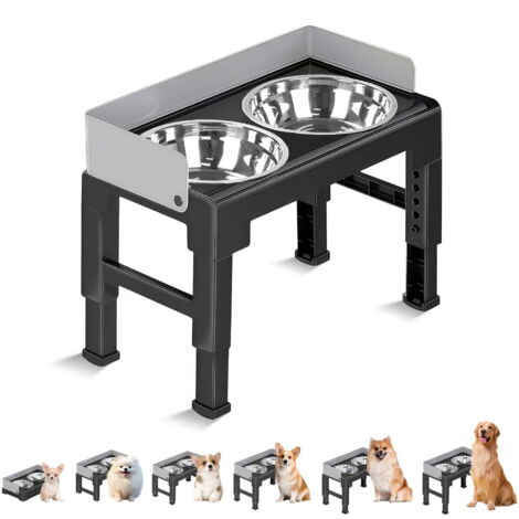 Ciotola per cani in acciaio inox a doppio rialzo con bordi alti e resistenti allo sporco, alta 6 cm