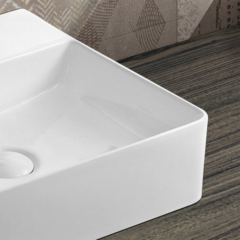 Lavandino Bagno A Ciotola.Ciotola Rettangolare Da Appoggio In Ceramica 50 X 42 Cm Bianco Lucido 100658