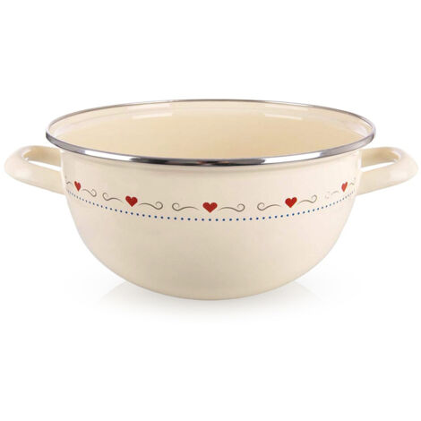 Ciotola smaltata con manici, crema, TONCA, 33 cm, 5 l
