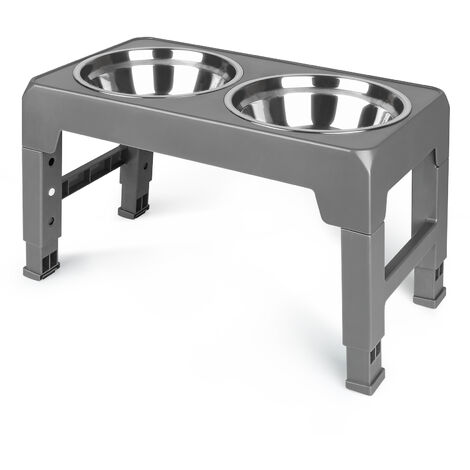 Ciotole Acqua rialzate per Cani,Haloyo®,Ciotole per Cani Rialzate,con 3 Altezze Regolabile,per Cani Piccolo,Medio e Grande,44 x 24 x 8cm,grigio