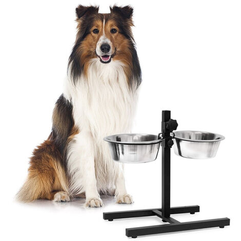 Ciotole Cane Gatto Rialzate Con Supporto Metallo Regolabile Ciotola Acciaio 20cm