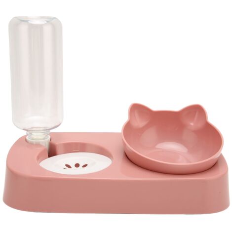 Ciotole per cibo per acqua per animali domestici, set di piatti per mangiatoia automatica staccabile rialzata per cani di taglia piccola e media, rosa
