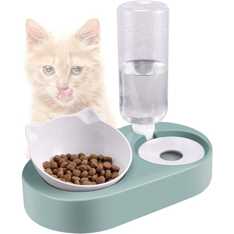 Ciotola per gatti 2 in 1, ciotole per gatti, distributore di cibo e acqua per gatti e cani, ciotola per cani inclinata di 15°, per gatti, cani,