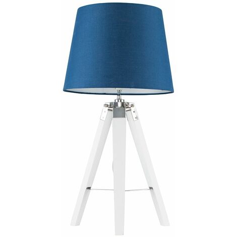 Clipper Tripod Table Lamp In White and Chrome With Tropical Leaf Large Aspen Shade