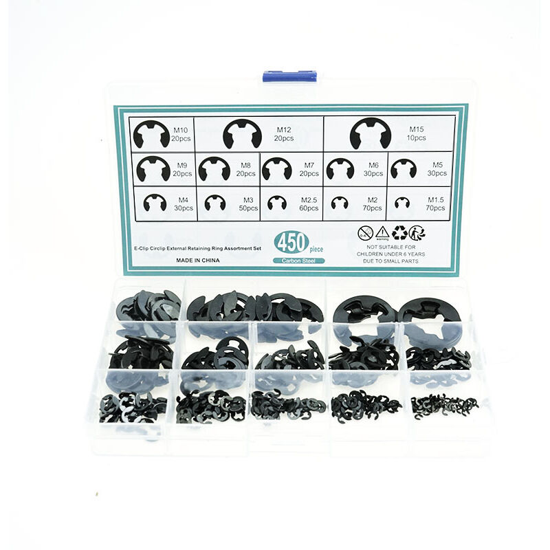 Circlips Interne 450 pièces 13 tailles Anneau de Retenue Assortiment Avec boîte de rangement pour Fixer Poulies à Engrenages de Roulement