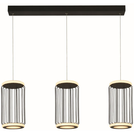 Circolo 3-Licht-Cage-LED-Bar-Deckenleuchte, schwarzes Metall