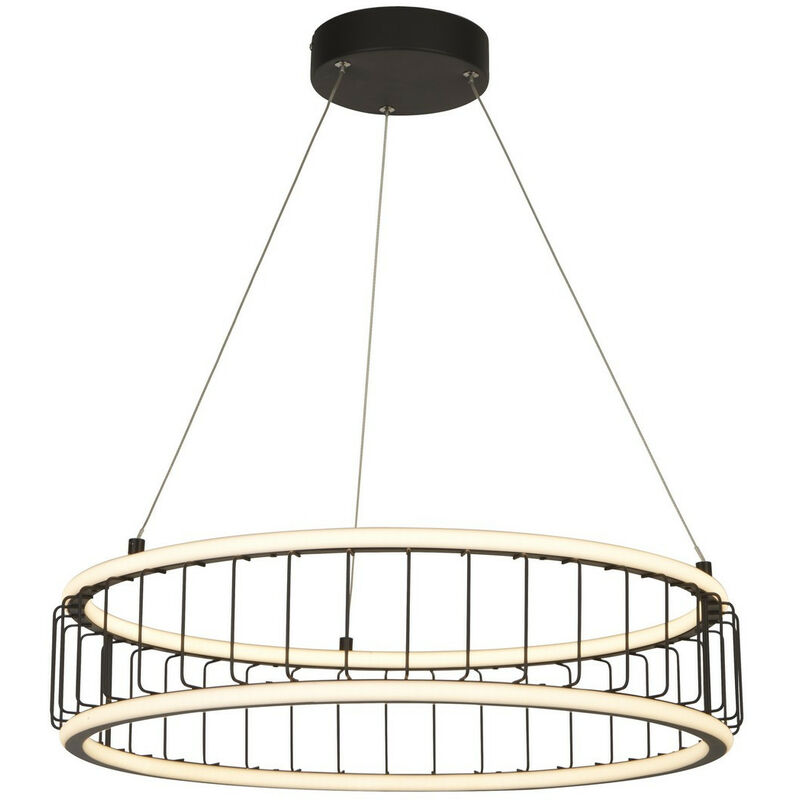 Image of Circolo Sospensione a soffitto led Drum Cage, metallo nero