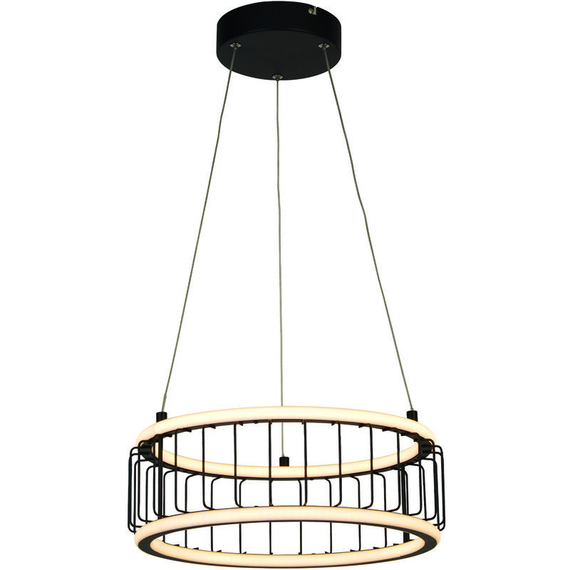 Image of Lampadario Contemporaneo Circolo Alluminio Bianco Silicone Nero Led 40W 3000K